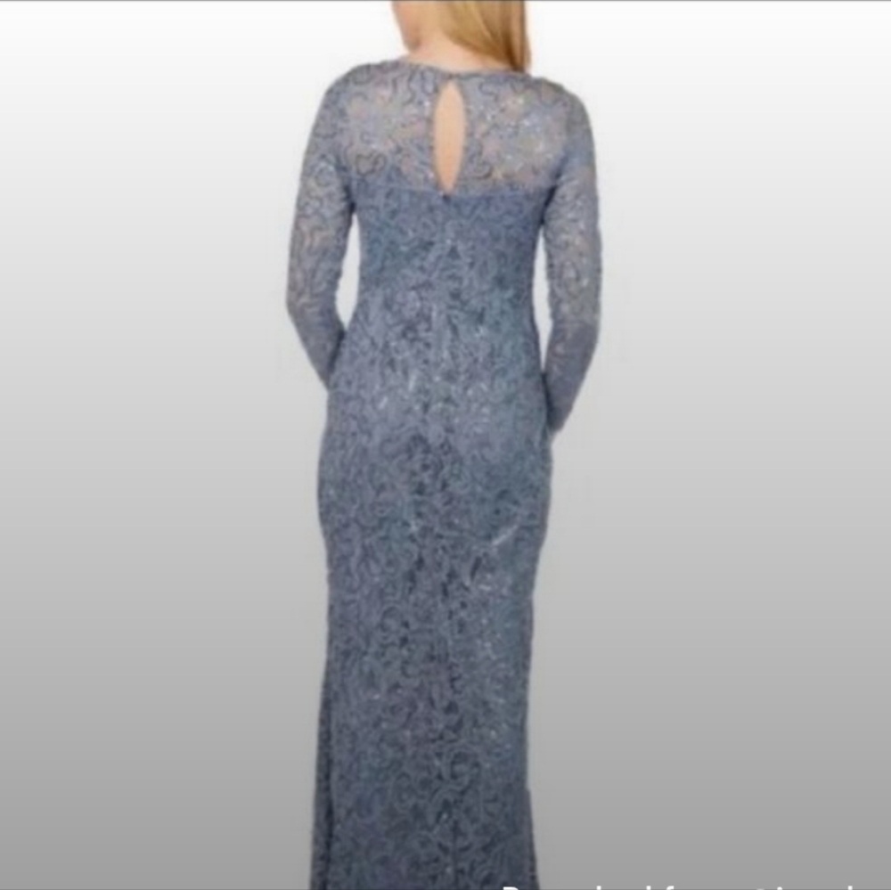 NWT! MARINA Elegant Blue Lace Evening Gown (M) MSRP $150 - Picture 3 of 9